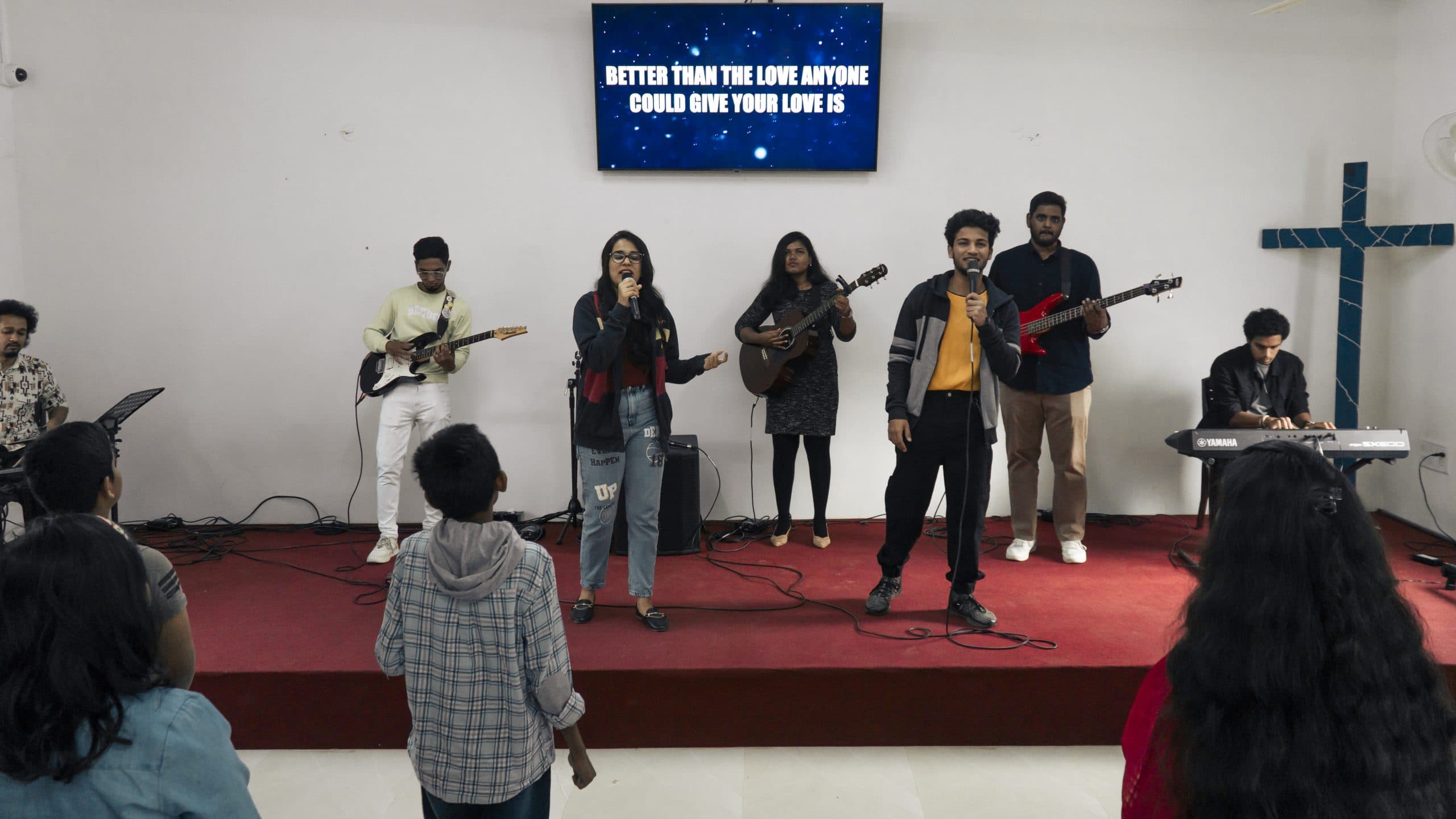 Children worshipping at Temple of God Kids Church, Hebbal